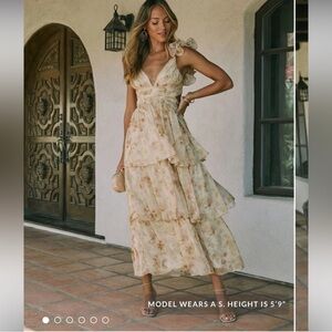Vici Darling Dear Floral Tiered Maxi Dress size S